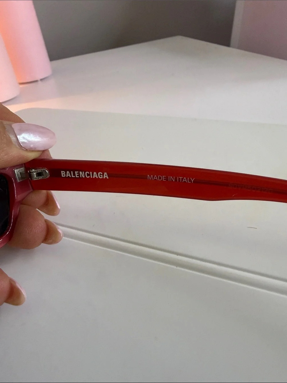 Balenciaga Kids Red Slim Rectangle Sunglasses